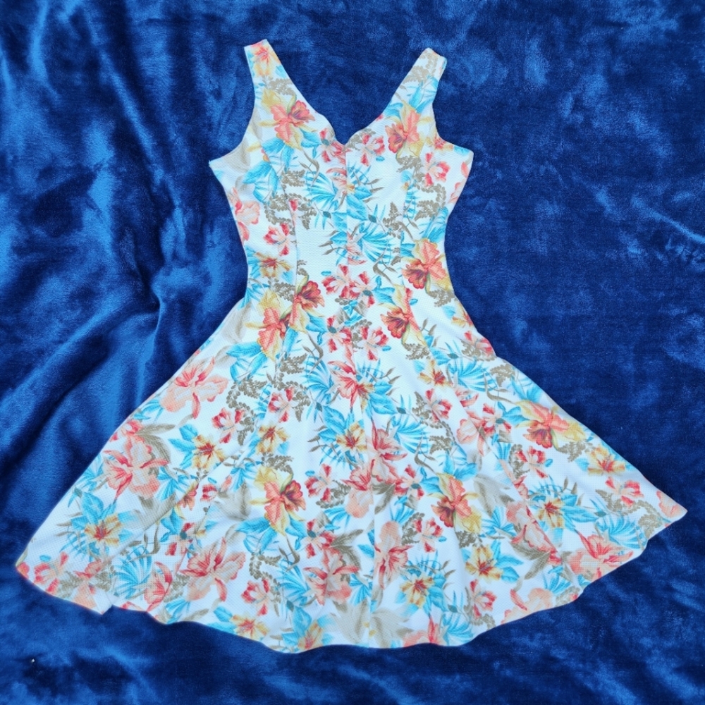 Tropical Floral Skater Summer Dress